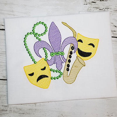 mardi gras fleur de lis sketch embroidery